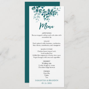 Minimalist eucalyptus greenery wedding menu