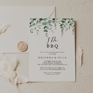 Minimalist Eucalyptus I Do BBQ Engagement Party Invitation