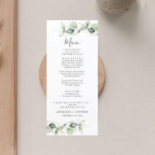 Minimalist Eucalyptus Leaves Elegant Wedding Menu