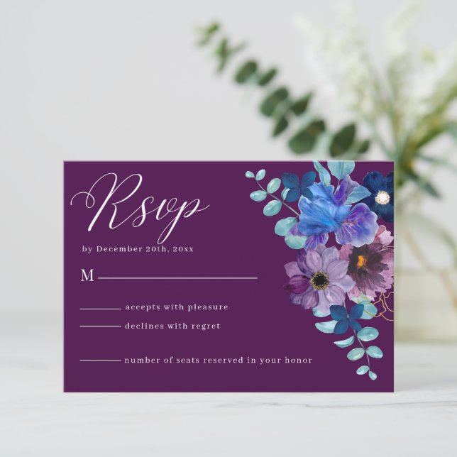Minimalist Eucalyptus Leaves Greenery Wedding RSVP Card (Standing Front)