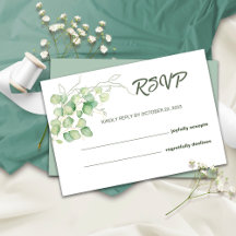 Minimalist Eucalyptus RSVP Wedding Card