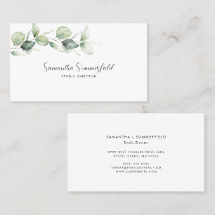 Minimalist Eucalyptus Studio Manager Makeup Artist Business Card