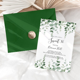 Minimalist Eucalyptus Sweet 16 Birthday Party Invitation