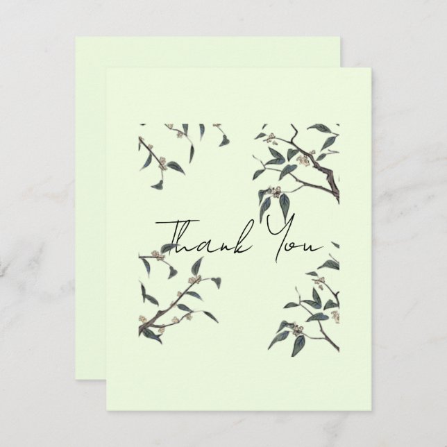 Minimalist Eucalyptus Thank You Card | (Front/Back)