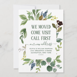 Minimalist Eucalyptus Watercolor Greenery Moving Announcement