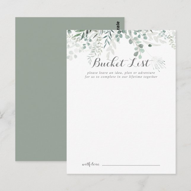  Minimalist Eucalyptus Wedding Bucket List Cards (Front/Back)