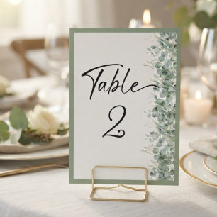 Minimalist Eucalyptus Wedding Table Number