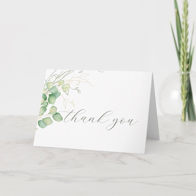 Minimalist Eucalyptus Wedding Thank You Card (Front)