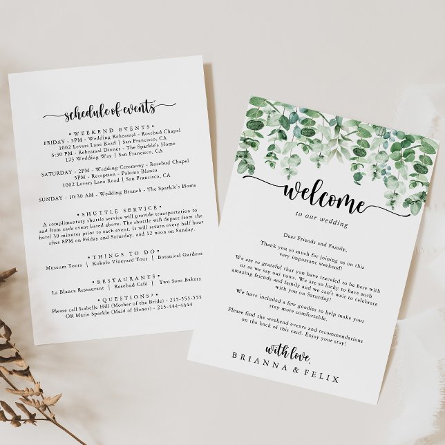 Minimalist Eucalyptus Wedding Welcome Letter (Creator Uploaded)