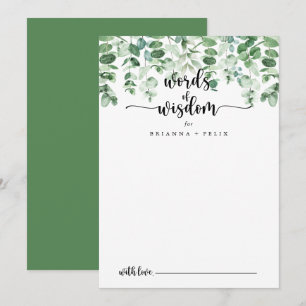 Minimalist Eucalyptus Wedding Words of Wisdom   Advice Card