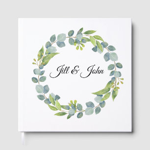 Minimalist Eucalyptus Wreath Wedding Guest Book