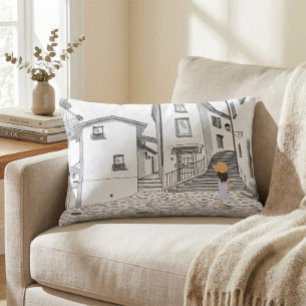 Minimalist European Street Illustration Decorative Cushion