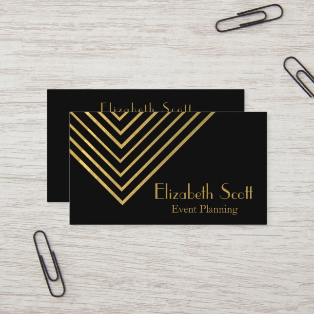Minimalist Event Planner Chevron Lines Design  Business Card (Front/Back In Situ)