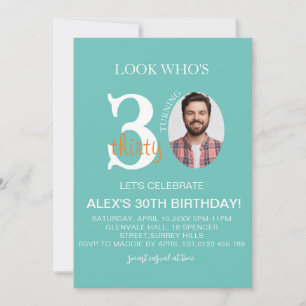 Minimalist evite Birthday 30th, Men Digital 30th  Invitation