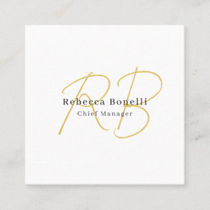 Minimalist Exclusive Modern Gold Color Monogram Square Business Card