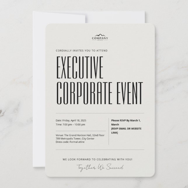 Minimalist Executive Corporate Event Invitation (Front)