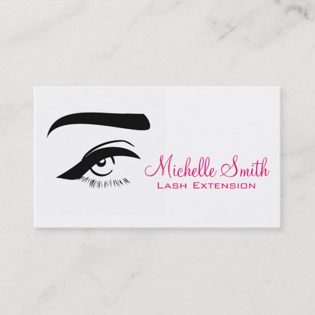 Minimalist Eye Black White Lash Extension Makeup  Business Card (Front)