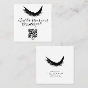 Minimalist Eyelash Girly Salon Beauty Black White Square Business Card