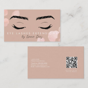 Minimalist Eyelashes Extensions Salon Pink B Business Card
