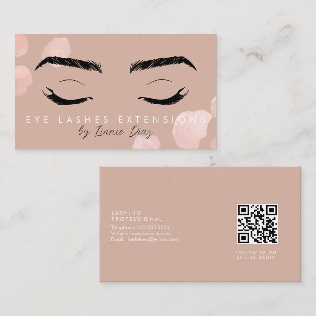 Minimalist Eyelashes Extensions Salon Pink B Business Card (Front/Back)