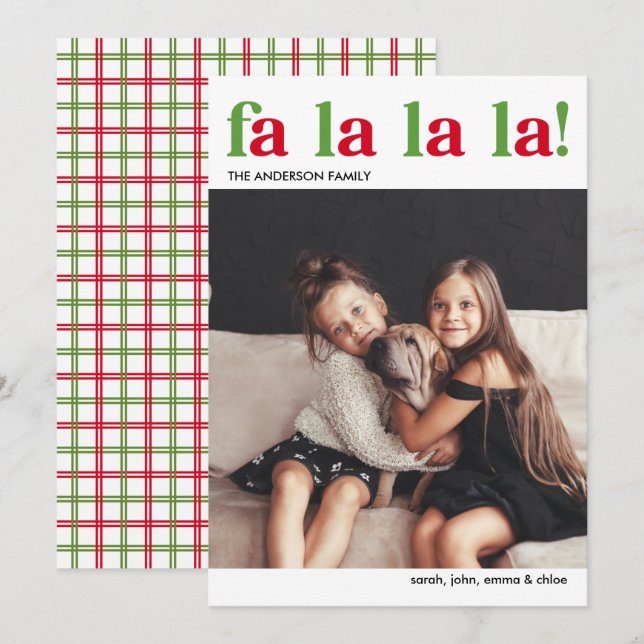 Minimalist Fa La La Christmas Photo Card (Front/Back)