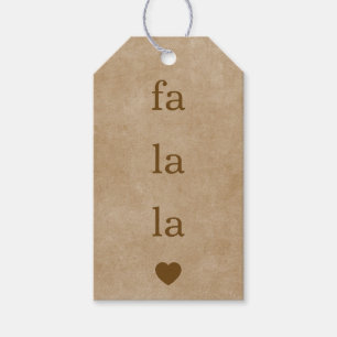 Minimalist Fa La La Christmas Rustic Kraft  Gift Tags