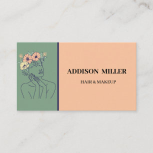 Minimalist Face Beauty hair & makeup &QR code Business Card