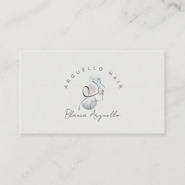 Minimalist Face Beauty Logo Hair Stylist Business Card (Front)
