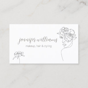 Minimalist Face Beauty Logo Makeup Artist Business Card