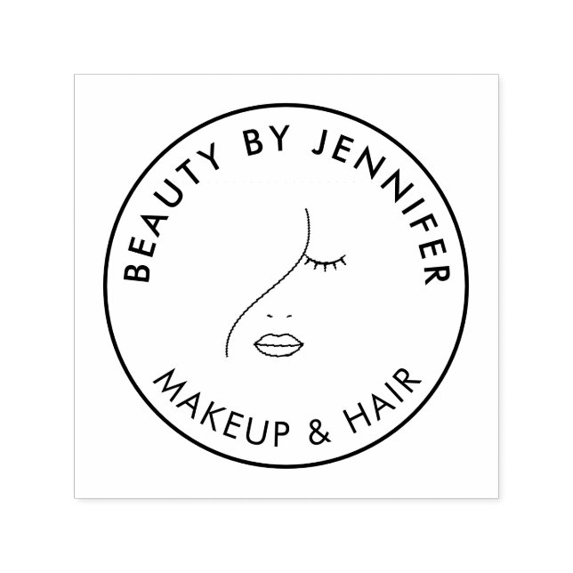 Minimalist Face Beauty Logo Makeup Artist Self-inking Stamp (Design)