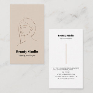 Minimalist Face Logo Hair Beauty Makeup Neutral Business Card