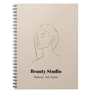 Minimalist Face Logo Hair Beauty Makeup Neutral Notebook