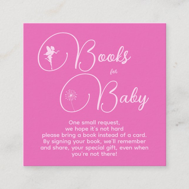 Minimalist Fairy Girl Books For Baby Birthday Encl Enclosure Card (Front)