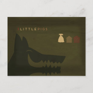 Minimalist Fairy Tales The 3 Little Pigs Postcard