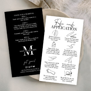 Minimalist Fake Nails Care & Application Guide Business Card