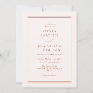 Minimalist Fall Cream and Terracotta Wedding Invitation
