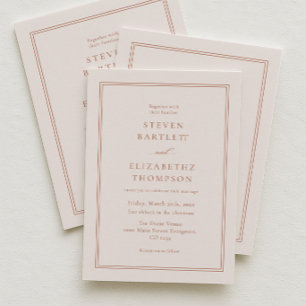 Minimalist Fall Cream and Terracotta Wedding Invitation