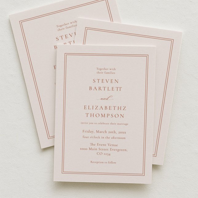 Minimalist Fall Cream and Terracotta Wedding Invitation (Creator Uploaded)