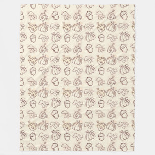 Minimalist Fall Harvest Doodle Fleece Blanket