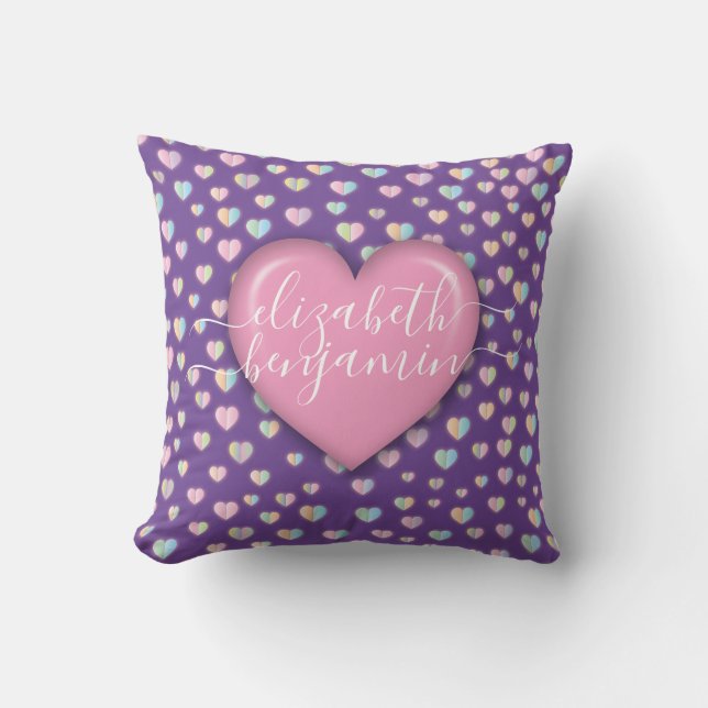 Minimalist Fall in Love Heart with heart speckles Cushion (Front)