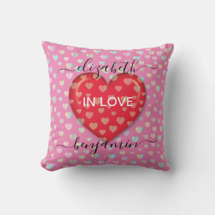 Minimalist Fall in Love Heart with heart speckles Cushion