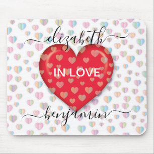 Minimalist Fall in Love Heart with heart speckles Mouse Mat