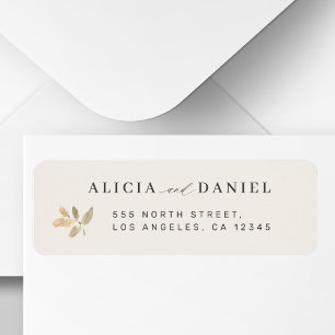 Minimalist fall leaf ivory wedding return address