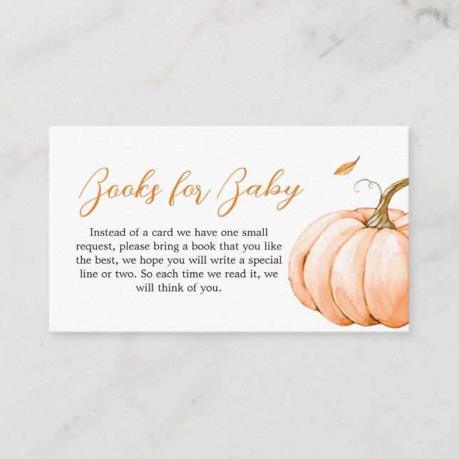 Minimalist Fall Little Pumpkin Baby Books for Baby Enclosure Card (Front)