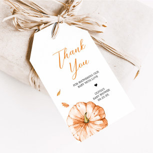Minimalist Fall Little Pumpkin Baby Favor Tags