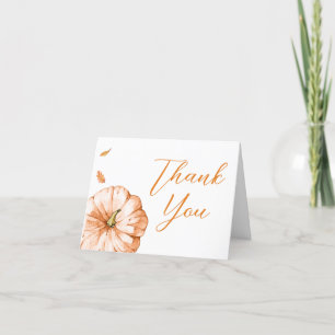 Minimalist Fall Little Pumpkin Baby Shower  Thank You Card