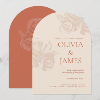 Minimalist Fall Terracotta Rose Arch Wedding Invitation