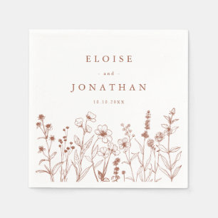 Minimalist fall Terracotta Wildflower Boho Wedding Napkin