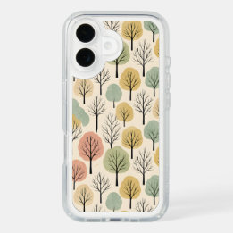 Minimalist Fall Tree Pattern Pastel Autumn Forest