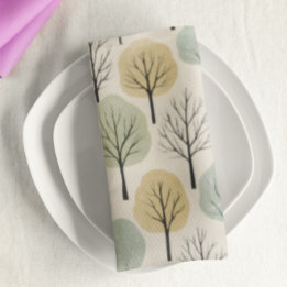 Minimalist Fall Tree Pattern Pastel Autumn Forest Napkin